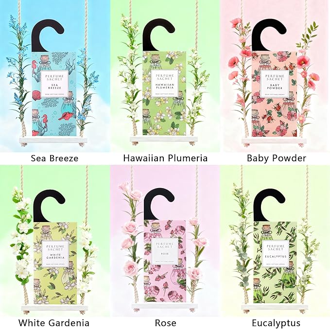 ROSE COTTAGE Large 12 Packs Apricot Blossom Hanging Closet Air Freshener Scented Sachets Long Lasting Smell Goods
