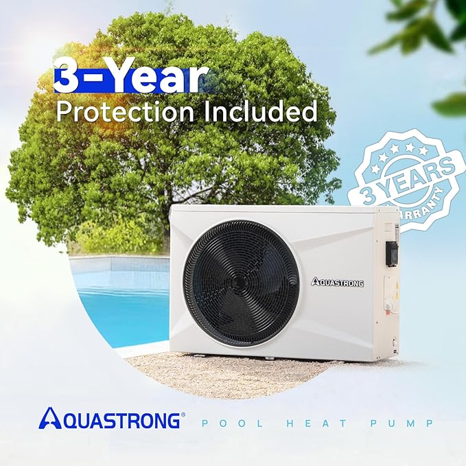 AQUASTRONG Inverter Swimming Pool Heat Pump,Pool Heater for Above Ground and Inground Pool Heating Smart WiFi Control and Cooling Pool Heater Pools Up to, 16000 Gallons
