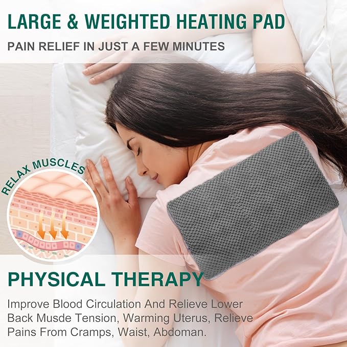 Microwavable Heating Pads 15 * 9", Weighted Moist Microwave Heat Pad for Cramps Neck Shoulder, Back Pain Relief, Warm Compress Rice Bean Bag Hot Pack for Muscles Ache, Joints, Unscented,1 Pack
