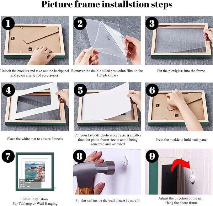 12x12 Wood Picture Frames for Wall Hanging or Tabletop,Diamond Painting Frame Baby Scan Picture Frames with 2 Mats Display 8x8 or 10x10 for Family Walls Decoration,Anniversary,Wedding,Christmas(Dark