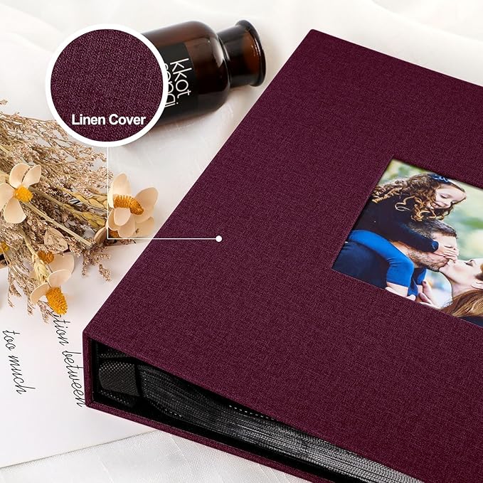 Ywlake Photo Album 4x6 600 Pockets, Linen Cover Large Picture Albums Holds 600 Horizontal and Vertical Photos (Purple)