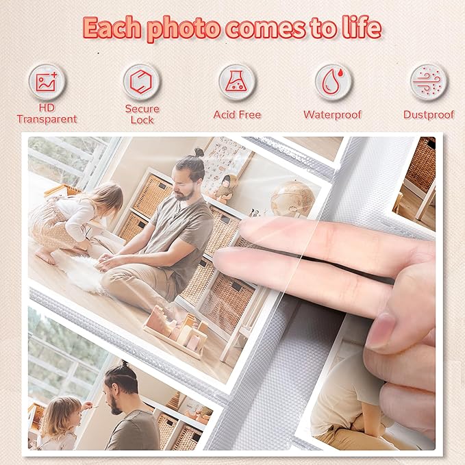 Photo Album 4x6 with 600 Pockets,Slip-in Picture Albums,Linen Cover Memory Book with Front Window,White Page Vertical Photo Book for Wedding,Family,Anniversare,Baby,Vacation