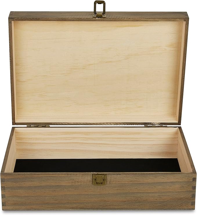 makerflo XL Dark Walnut Wood Memory Box (Pack of 12) with Hinged with Clasp, Black Felt Inside, Keepsake Wooden Box Ideal for Craft and Personalization (Laser Engraving, Epoxy, UV DTF, and Vinyl)