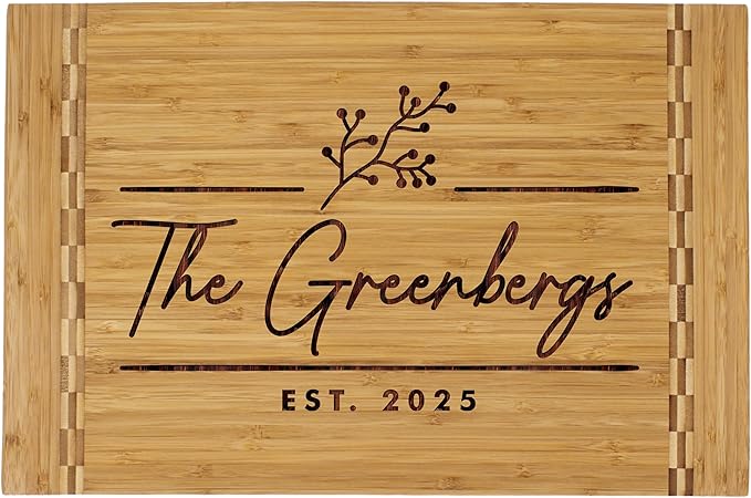 Deluxe Custom Personalized Wedding Anniversary Couples Bamboo Cutting Board Gift (Custom Personalized)