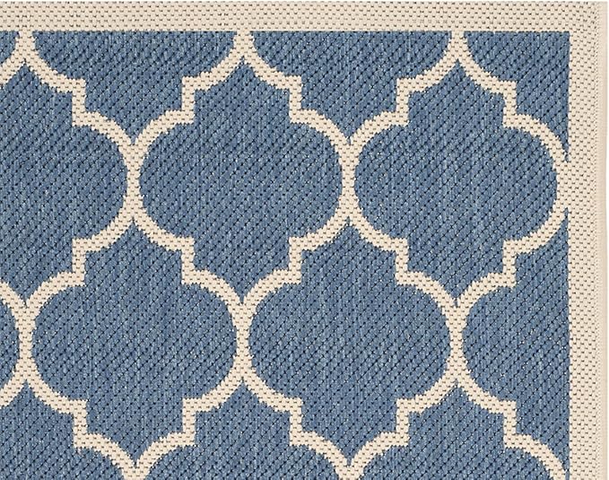 SAFAVIEH Washable Rug Outdoor Courtyard Collection - 2' x 3'7", Blue & Beige, Non-Shedding & Easy Cleaning, Ideal for Patio, Front Door, Entryway, Doormat (CY6914-243)