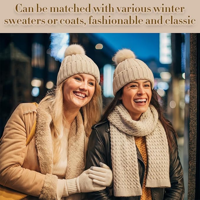 Geyoga 6 Pcs Winter Warm Set for Women Warm Beanies Hats Touchscreen Gloves Long Scarf Ear Muffs Socks Winter Gifts for Women