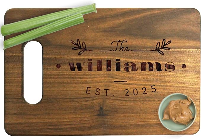 Custom Personalized Walnut, Bamboo or Maple Wood Cutting Board - Engraved and Monogrammed for Wedding, Anniversary, Couples