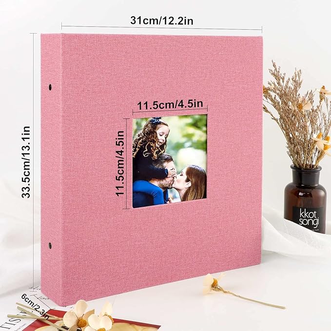 Ywlake Photo Album 4x6 600 Pockets Photos, Linen Cover Large Picture Albums Holds 600 Horizontal and Vertical Photos Pink