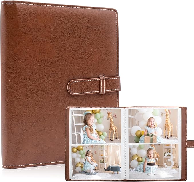 Photo Albums 4x6 Pictures – 152 Pockets Vegan Leather Cover Memory Album Book, Suitable for Family Wedding Boys Girls and Babies Storage (Brown)