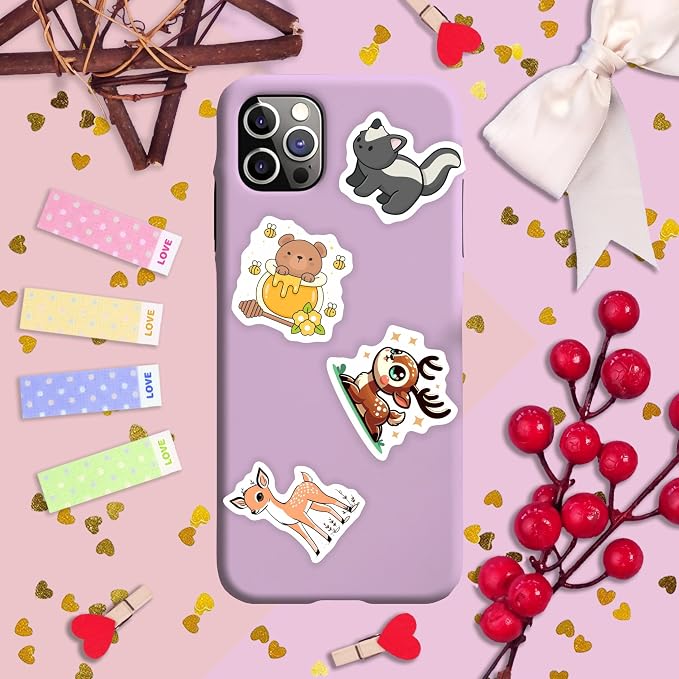 100Pcs Woodland Animal Stickers, Forest Animal Stickers for Water Bottle & Laptop - Woodland Party Supplies & Decorations, Gifts for Women & Men