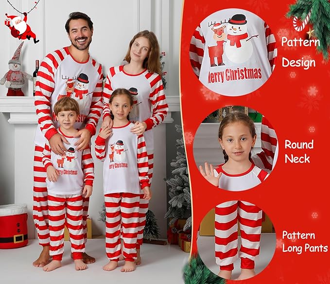 Matching Family Christmas Pajamas Sets, Holiday PJs with Top and Pants, Cute 2 Piece Sleepwear for Couples/Women/Men