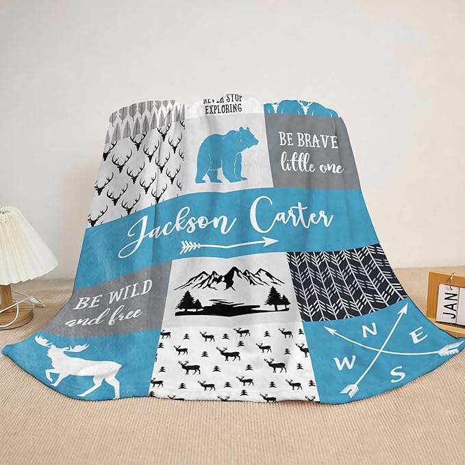 Ships Next Day- Custom Blanket with Name, Personalized Kids Throw Blankets, Teen Girl Gifts Trendy Stuff, Christmas Birthday Gifts for Boys Girls