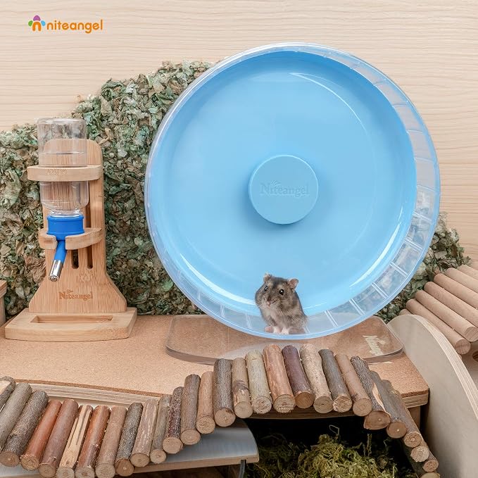 Niteangel Super-Silent Hamster Exercise Wheels: Quiet 10 inch Running Wheel | Can 10.6-13.4" Adjustable Height - No Bend Back Spinner Running for Dwarf Syrian Hamster Gerbils Mice Or Other Small Animal