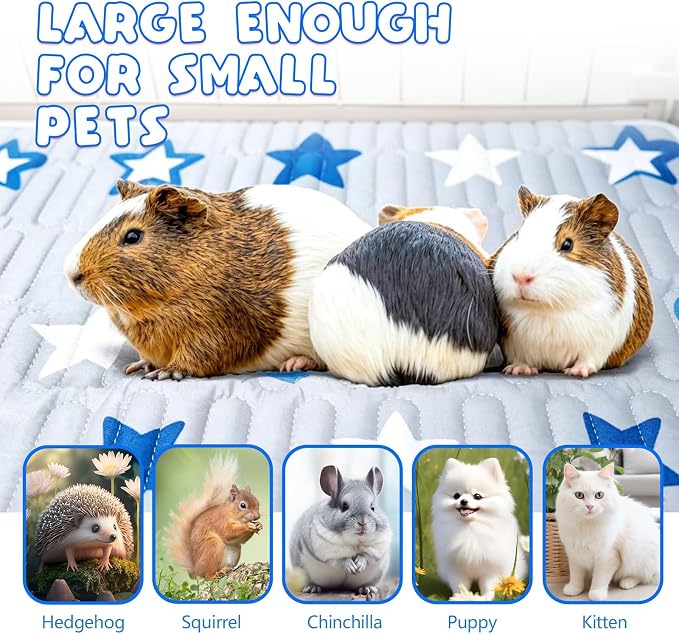 4 Pcs Guinea Pig Cage Liner, Washable Guinea Pig Bedding, Rabbit Bedding Waterproof Guinea Pig Pee Pads, Absorbent Guinea Pig Bedding for Small Animals Hamster Rabbit Squirrel Cage (Start 47'')