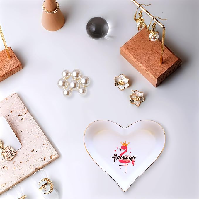 Flamingo Ring Holder Dish Tray, Gifts For Women Teens Girls, Flamingo Lovers Themed Stuff Accessories Things Decor Merch, Home Room Ring Earrings Necklace Organizer Holder!