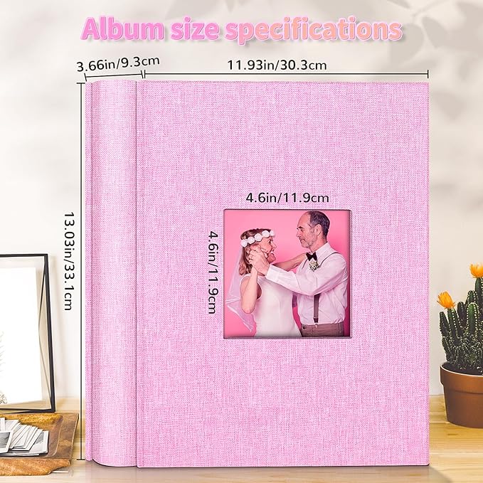 Photo Album 4x6 with 1000 Pockets,Slip-in Picture Albums,Linen Cover Memory Book with Front Window,White Page Vertical Photo Book for Wedding,Family,Anniversare,Baby,Vacation