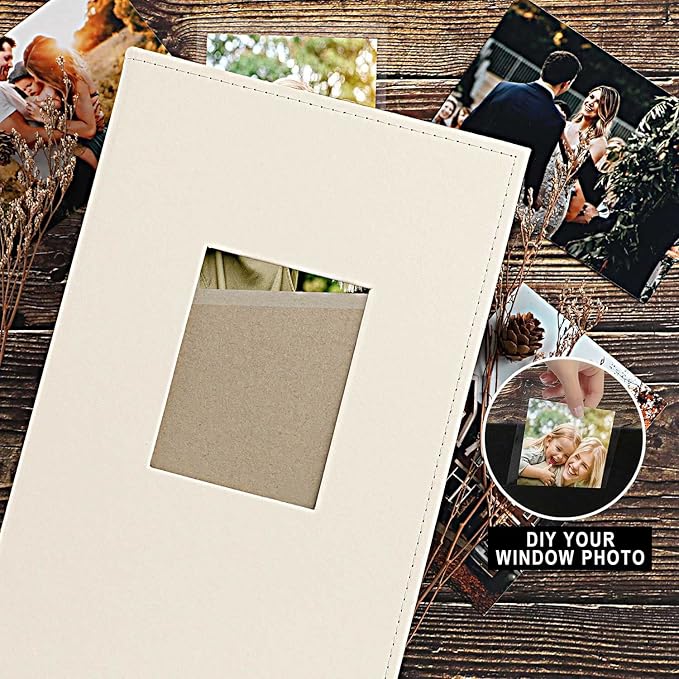 Ywlake Photo Album 4x6 300 Pockets, Leather Photo Albums Holds 300 Horizontal Only Pictures Beige