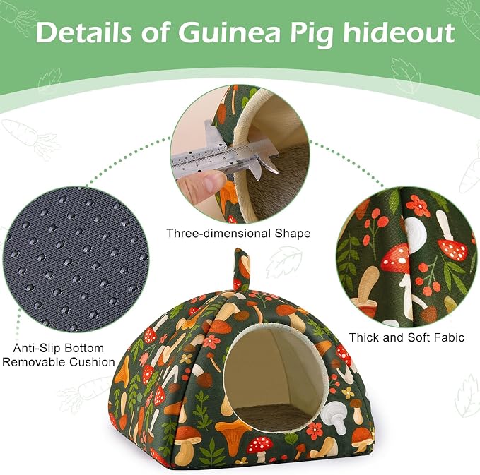 Bienbee Guinea Pig Hideout, 2 Piece Washable Set for Small Animals Large | Guinea Pig Bed With Soft Plush, Resilient Padding, and Easy Machine Washing for Resting Hiding and Tunnel Playing