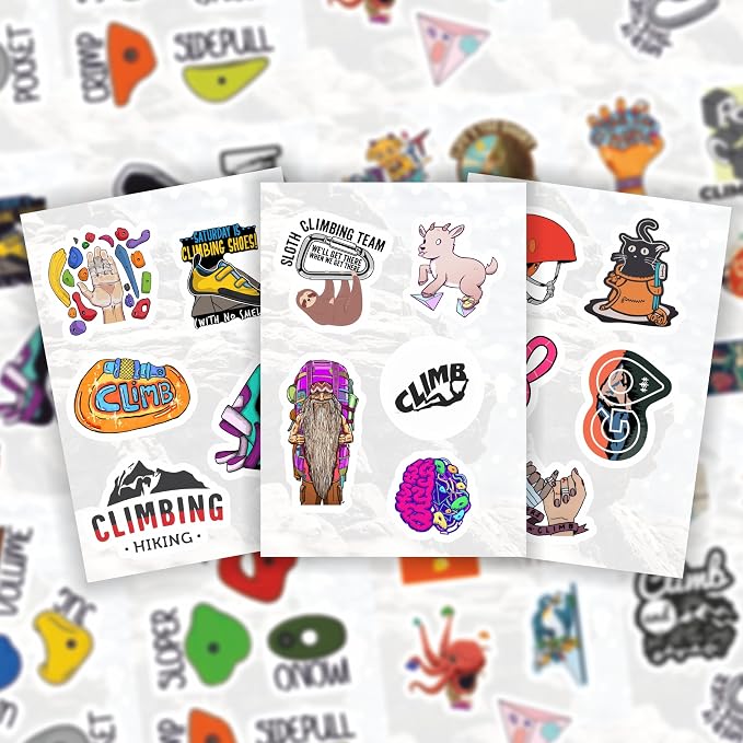 100Pcs Rock Climbing Stickers for Water Bottle and Laptop - Rock Climbing Party Supplies & Decorations, Waterproof Vinyl Decals, Adventure and Sport Stickers, Gifts for Women & Men