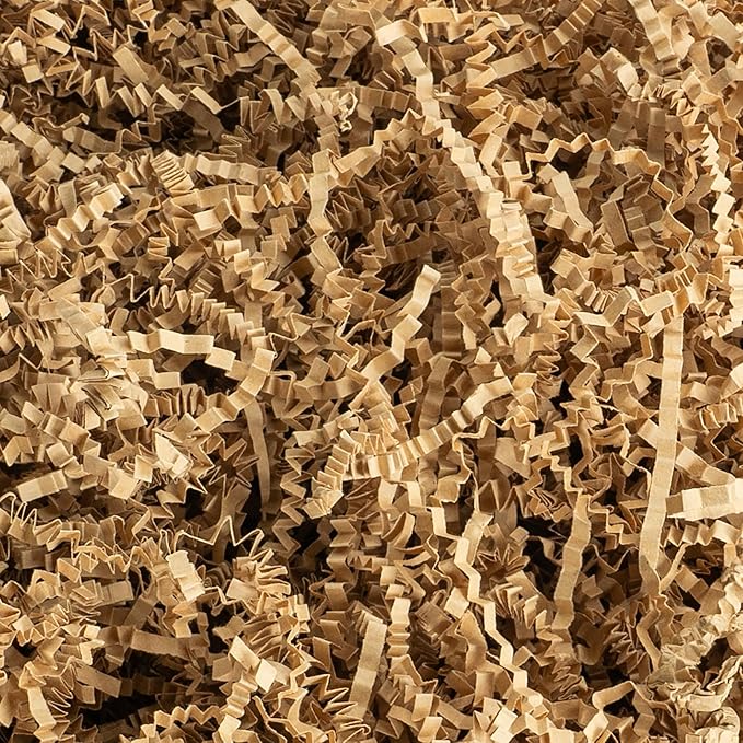 Uptotop 4oz Crinkle Cut Paper Shred Filler for Gift Wrapping Basket Filling, Birthday, Christmas, Thanksgiving, Wedding, Mother's Day, Kraft (4 oz)
