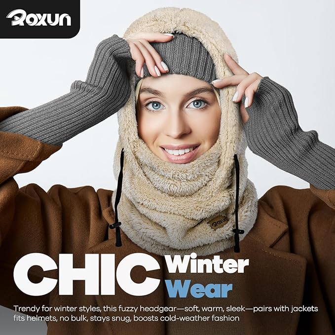 Ski Mask Fleece Balaclava, Windproof Face Mask Winter Warm Neck Cover Hat Hood for Men Women