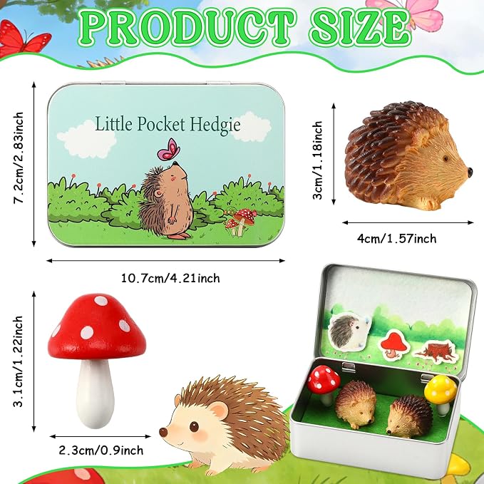 Little Pocket Hedgie Mini Hedgehog, Collectible Gift Travel Buddy | Cute mini hedgehog in a pocket tin, a collectible desk gift for coworkers, friends and animal lovers