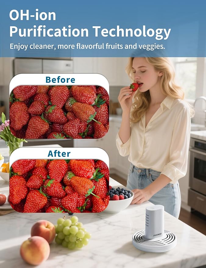 Fruit and Vegetable Washing Machine in Water, Electric Fruit Cleaner Device with OH-ion Purification Technology, Large Reaction Area, for Cleaning Fruit, Vegetable, Rice, Meat and Seafood
