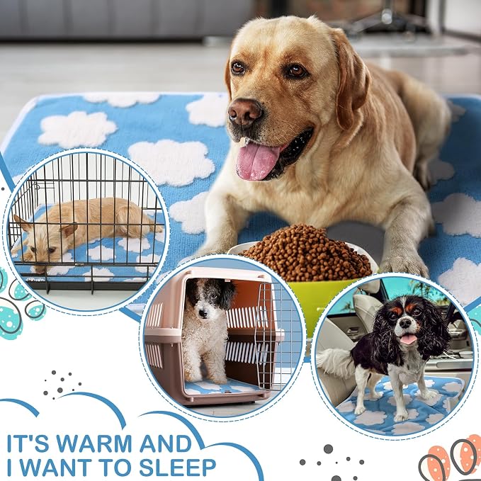 Reginary 4 Pcs Guinea Pig Fleece Blankets, White Clouds, 24 x 16 Inch | Waterproof Washable Cage Liners, Absorbent Double Layer Bedding for Guinea Pigs, Reusable Pads for Hamsters Rabbits