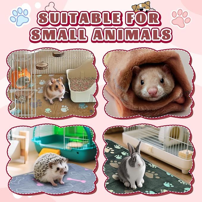 YedsIntu 6 Pcs Washable Guinea Pig Blankets Absorbent Small Animal Fleece Bedding Cage Liners Reusable Pet Pee Pad Sleep Mat Pad Cover for Hamster Ferret Rabbit Chinchilla Hedgehog (Grey, 16" x 24")