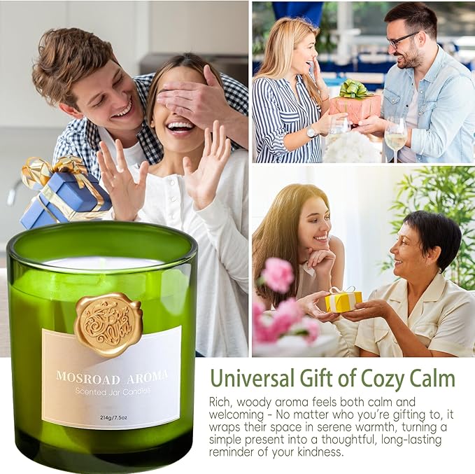 2 Pack Balsam & Cedar Scented Candles, Christmas Pine Scented Jar Candle Gift Set, Natural Soy Fir Cedar Candle for Home Scented, Winter Holiday Fragrance Candles Gift for Women,Men
