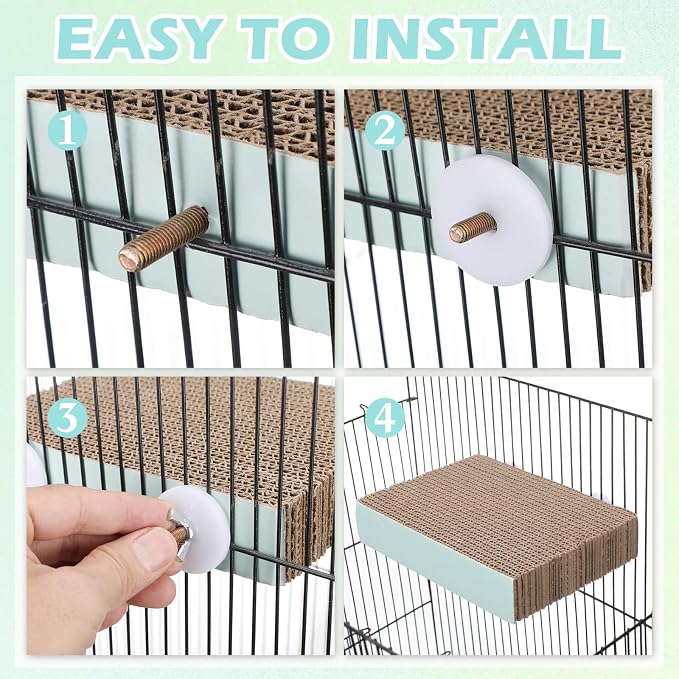 Nuanchu 6 Pcs Paper Bird Chew Toys Parrot Perch Cardboard Platform for Cage Bird Paw Grinding Stand Parrot Cage Playground for Budgie Conure Macaws Cockatiel Parakeet Lovebird Sparrows