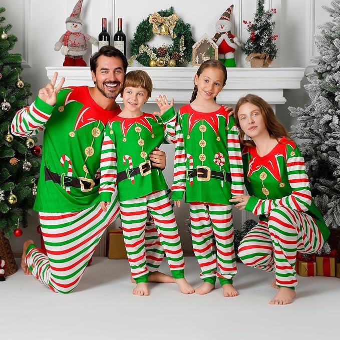 Matching Family Christmas Pajamas Sets, Holiday PJs with Top and Pants, Cute 2 Piece Sleepwear for Couples/Women/Men
