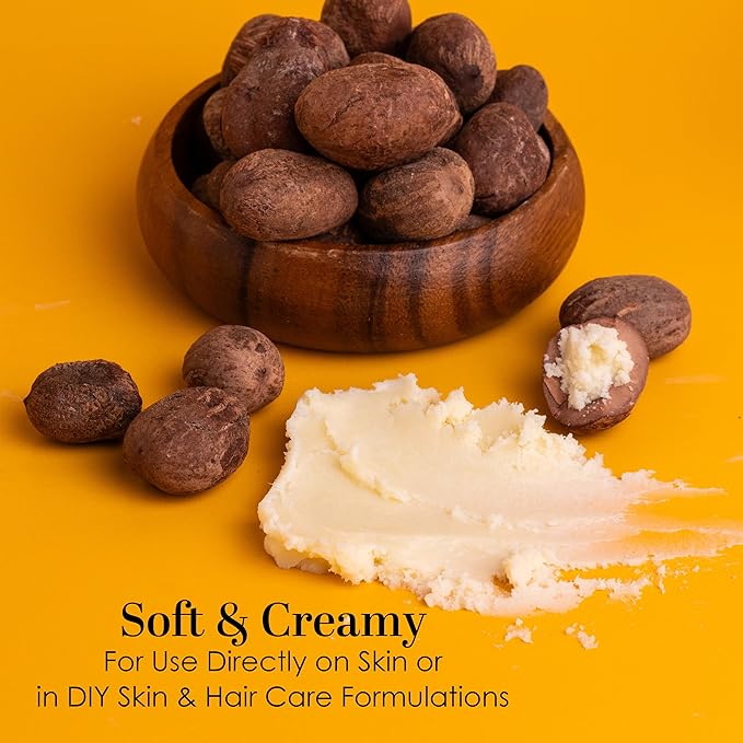 Raw Shea Butter - 100% Pure African Unrefined Shea Butter for Hair | Skin Moisturizer for Face and Body | with Natural Smoky Scent | Use for Soap Base, DIY Whipped Lotion, Lip Balm - 8 oz Block