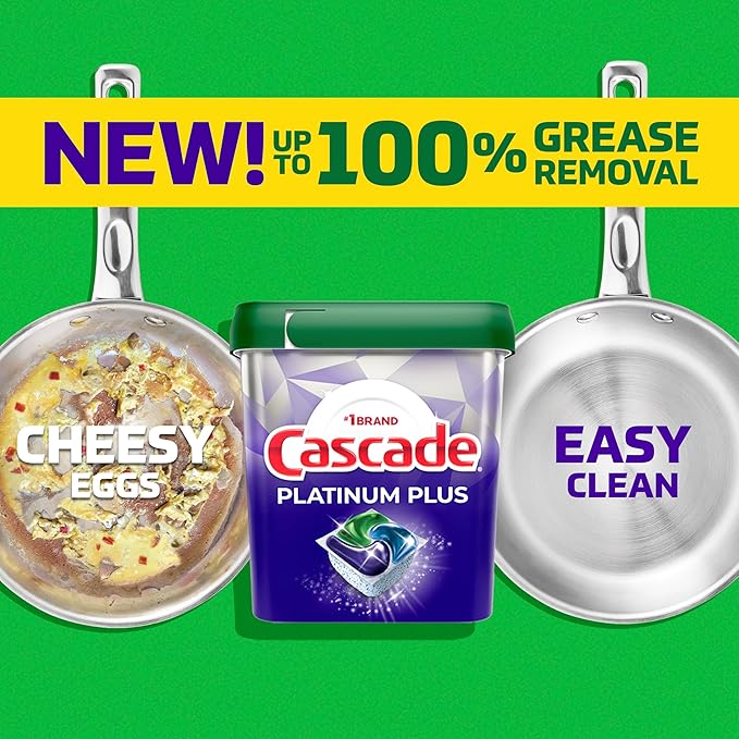 Cascade Platinum Plus Dishwasher Pods, Dish Detergent Soap, Fresh, 62 Count