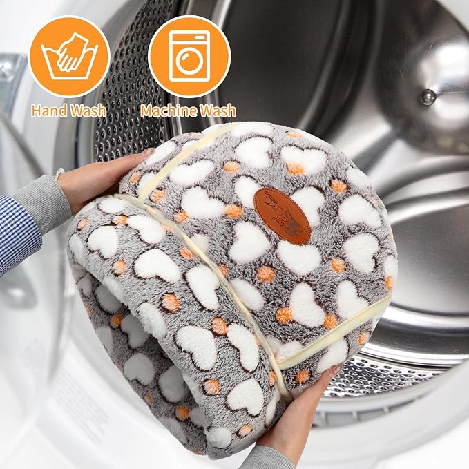 YUEPET Guinea Pig Bed Cuddle Cave, Warm Fleece Hideout, White Heart | Cozy Guinea Pig House, Portable Guinea Pig Hideout, Soft Coral Fleece, Folds Flat for Storage