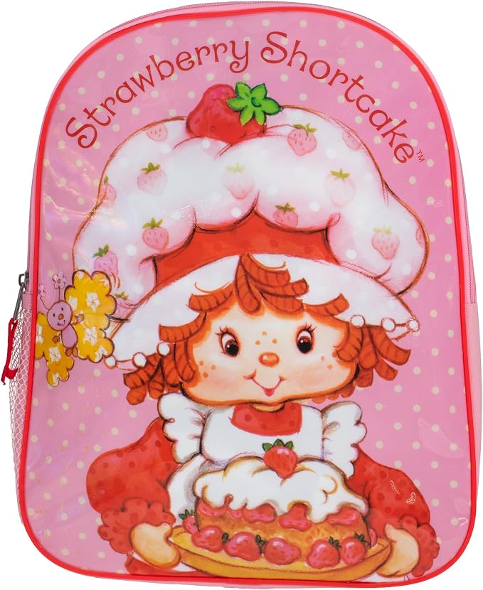 AI ACCESSORY INNOVATIONS Strawberry Shortcake Kids Backpack, 15" Elementary School Girls Book Bag with Padded Straps, Pink
