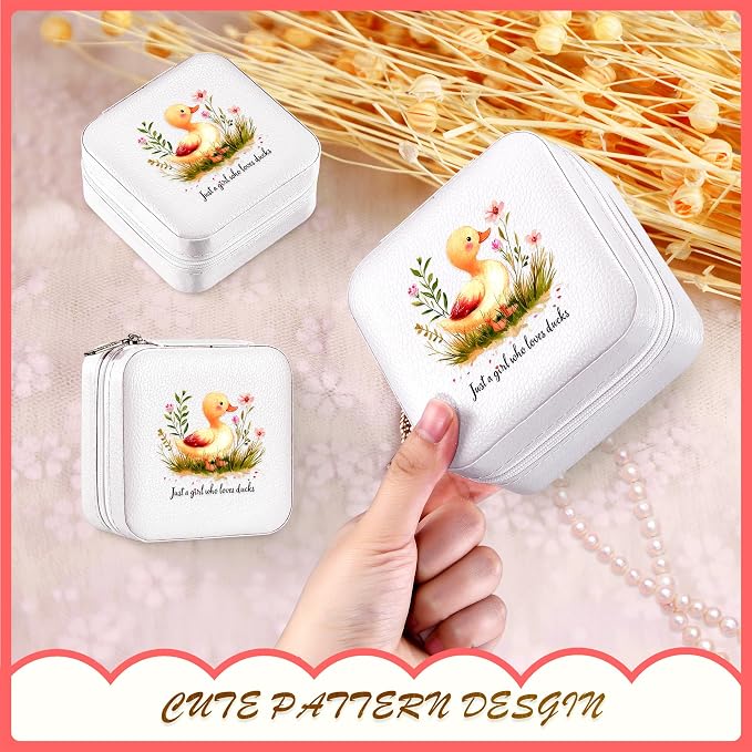 Duck Jewelry Box, Gifts For Kids Teens Girls, Duck Lovers Stuff Items Accessories Things Merchandise Decor Merch, Travel Ring Earrings Necklace Organizer Holder!