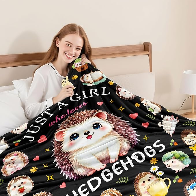 Hedgehog Blanket Gifts Soft Flannel Hedgehog Throw Blanket Room Decor Hedgehogs Accessories Merch Stuff for Girl Women 50"X40"
