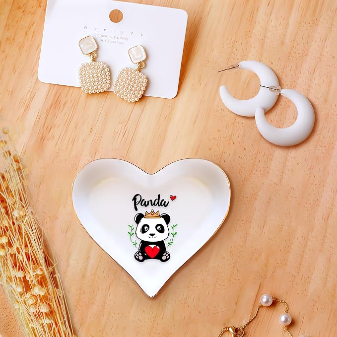 Panda Ring Holder Dish Tray, Gifts For Women Teens Girls, Panda Lovers Themed Stuff Accessories Things Decor Merch, Home Room Ring Earrings Necklace Organizer Holder!