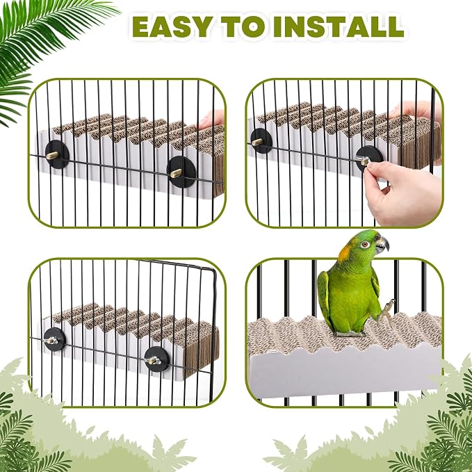 CroBlissful 2-Piece Bird Platforms - Macaw, Small Parakeet, Conure, Budgie - Brown Cardboard Bird Perch - Paw Grinding Stand - Parrot Playground