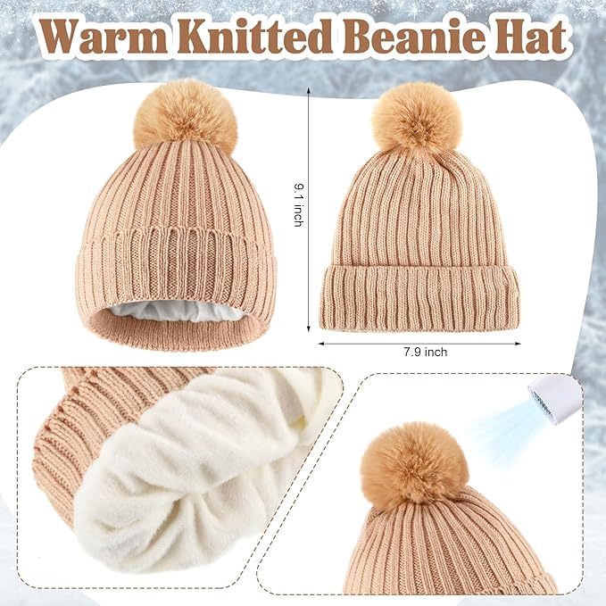 Geyoga 6 Pcs Winter Warm Set for Women Warm Beanies Hats Touchscreen Gloves Long Scarf Ear Muffs Socks Winter Gifts for Women