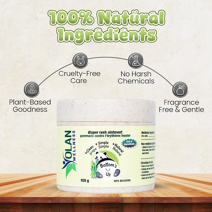 Diaper Rash Cream - Natural Ingredient Ointment for Baby Bottom Sensitive Skin, Soothes, Heals, and Protects With Zinc Oxide Cream - Baby Skin Care (3.52 ounces)