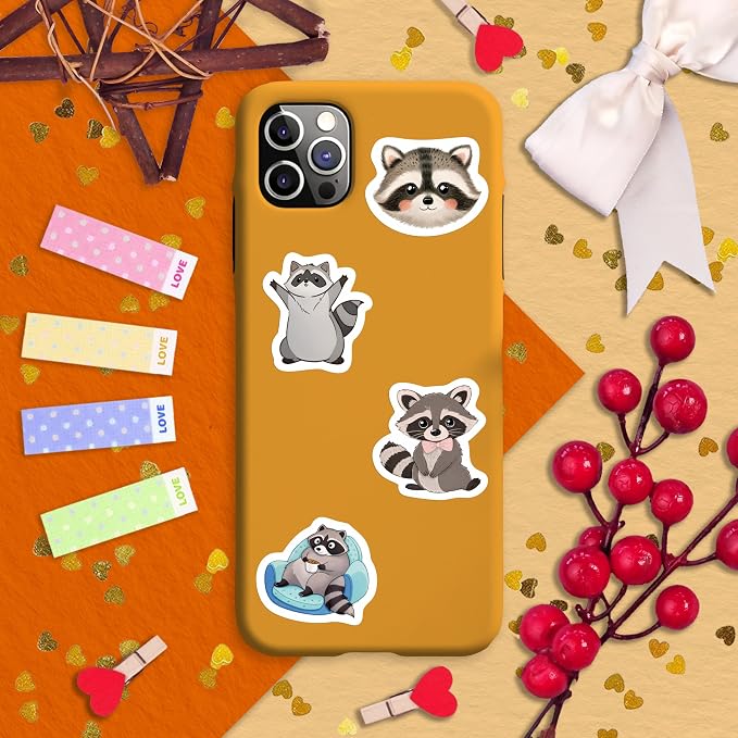 100Pcs Raccoon Stickers for Water Bottle, Laptop - Raccoon Gifts & Party Supplies - Gift for Women & Men