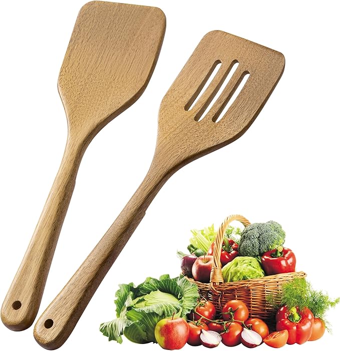 2 Pcs Wooden Cooking Utensils Set ，Wooden Spoons for Cooking,