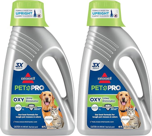 Bissell PET PRO OXY Urine Eliminator with Febreze Carpet Deep Clean Solution, StainProtect Technology, leading upright carpet cleaners, 48oz, Our best formula for pet messes & odors, (Pack of 2)