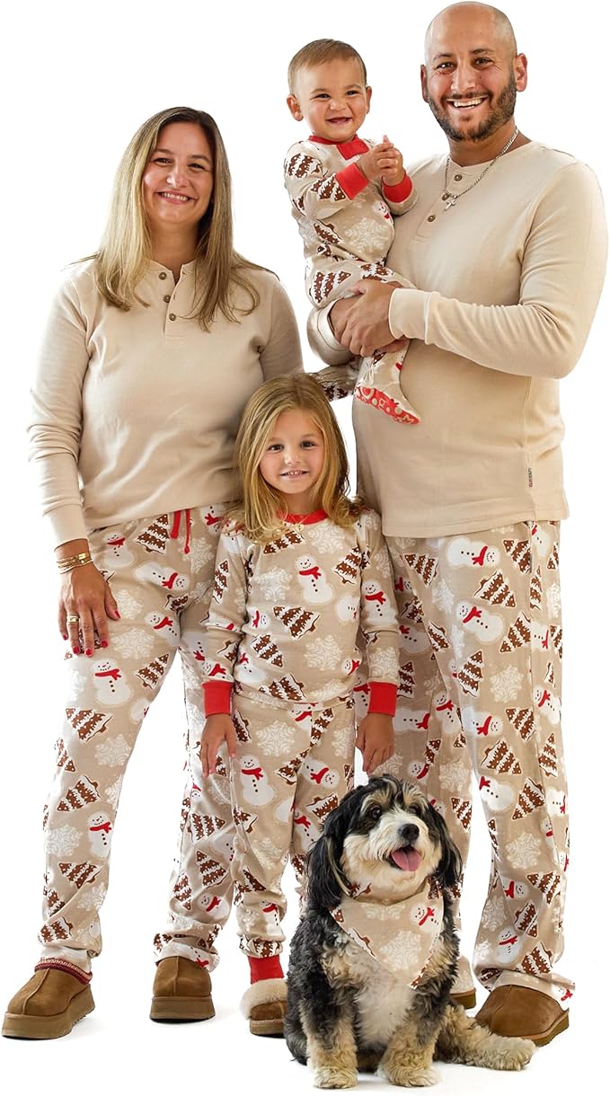 JAMIE Matching Family Jammies Holiday Pajamas 100% Organic Cotton PJs Adults, Kids, Toddlers, Baby, Pets