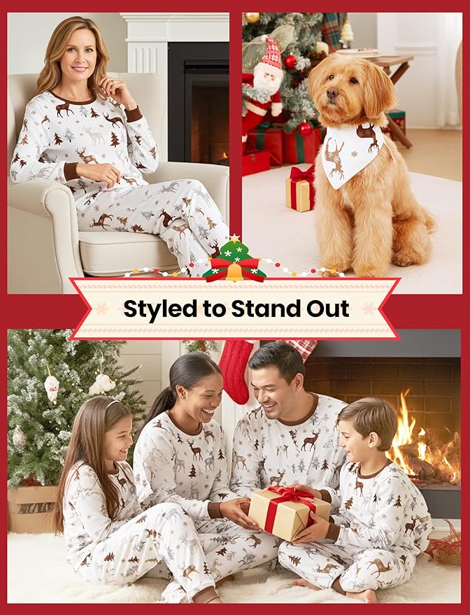 PATPAT Christmas Family Matching Pajama Sets Includes Christmas Socks - Perfect for Family Photos & Holiday Celebrations