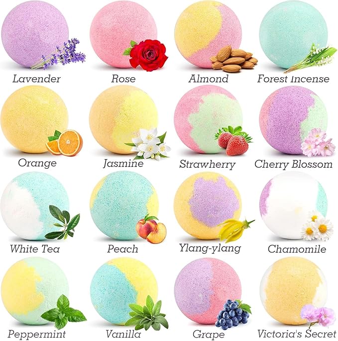 Bath Bombs Gift Set,16Pcs Organic Bath Bombs for Women Relaxing Bath Gifts for Women,Her on Birthday,Christmas