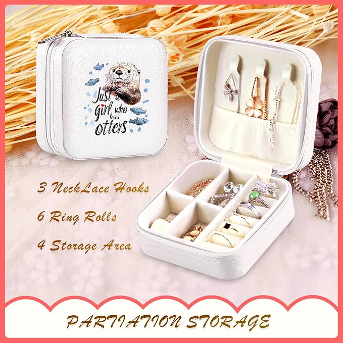 Sea Otter Jewelry Box, Gifts For Kids Teens Girls, Otter Lovers Stuff Items Accessories Things Merchandise Decor Merch, Travel Ring Earrings Necklace Organizer Holder!
