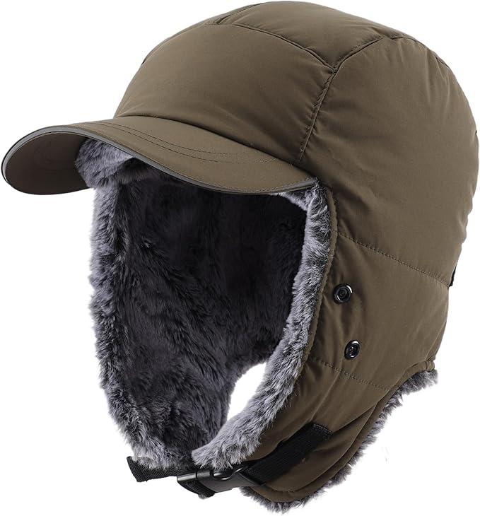 Connectyle Trapper Hat for Men Women Faux Fur Winter Hat with Ear Flaps Water-Resistant Hunting Hats Ushanka Skiing Cap